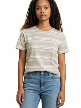 Vintage 90s Jaclyn Smith Sport Pastel Stripe Knit Tee M Grannycore